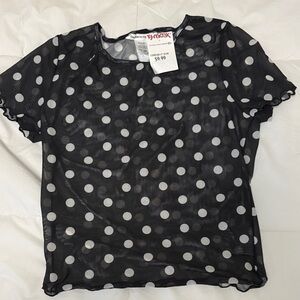 Caution To The Wind Black and White Polka Dot Blouse